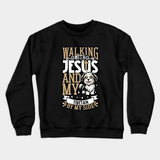 Jesus and dog - Tibetan Terrier Crewneck Sweatshirt